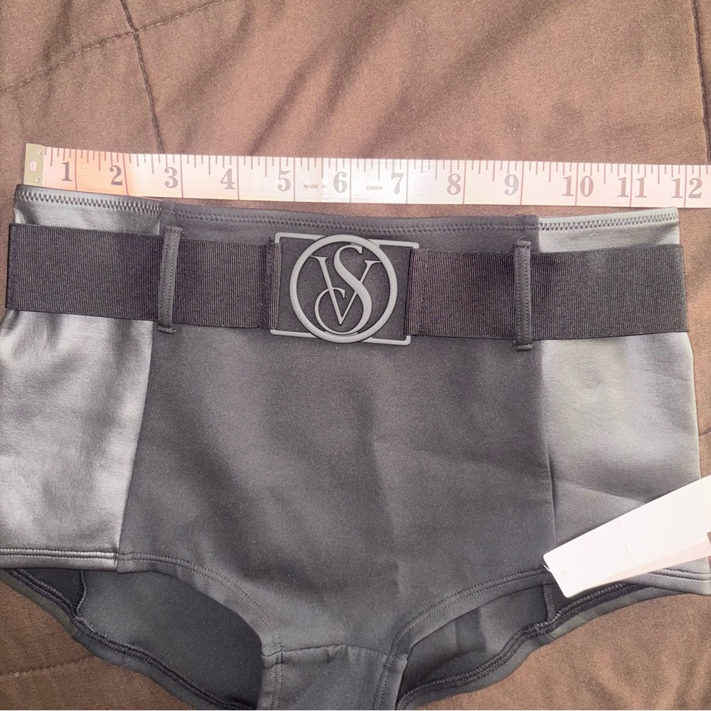 NWT Victoria’s Secret Black Faux Leather Boyshort Bikini Bottom - Picture 9 of 11
